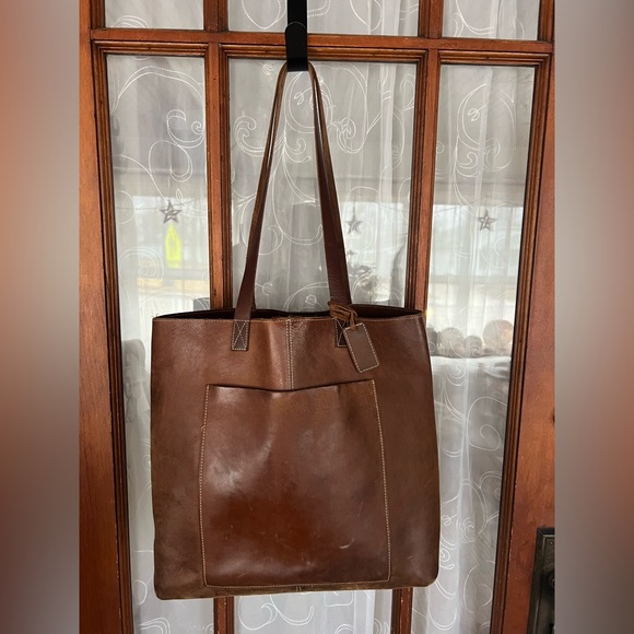 Genuine Leather KIKO Brown Leather Suede Tote Shoulder Bag Purse Like New - Picture 2 of 16